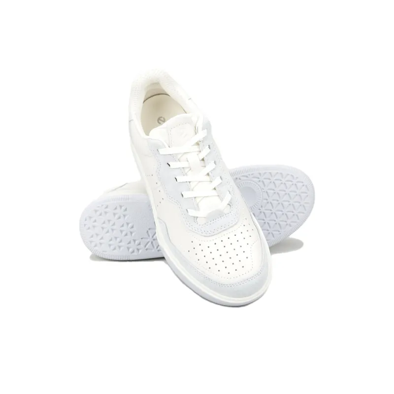 Ecco Street Court Slip Resistant Low Top Casual Shoes Women's White Blue-3
