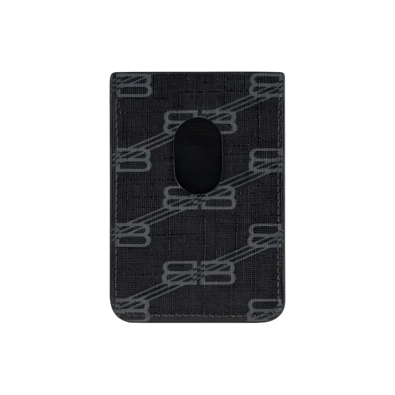Balenciaga BB MONOGRAM SIGNATURE PU Card Holder Men's Black & Gray-1