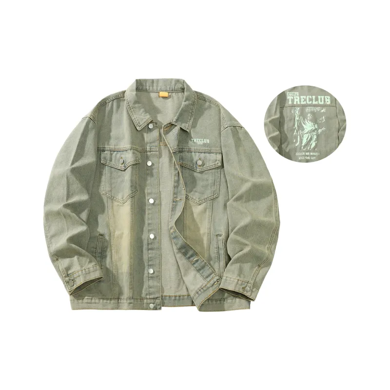 Tre Club Denim Jacket Unisex Washed Yellow Mud-0
