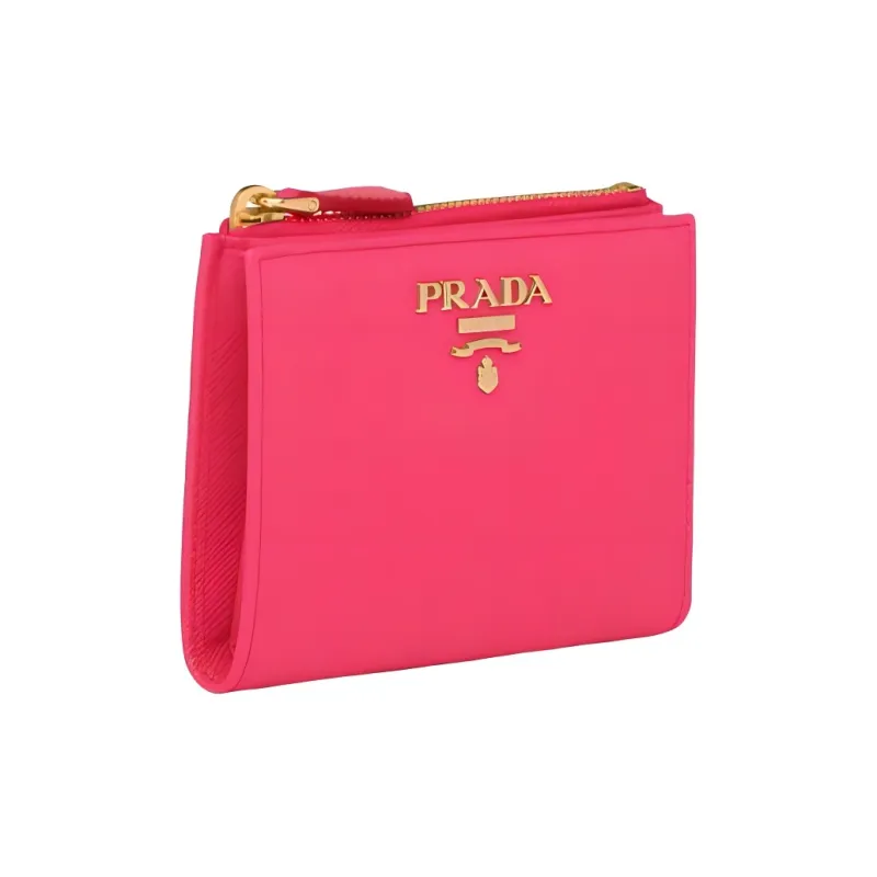 PRADA Saffiano Leather Wallet Small Size Women's Pink Peony-1
