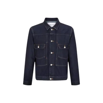 CALVIN KLEIN Simple Collection Denim Jacket Unisex Dark Blue