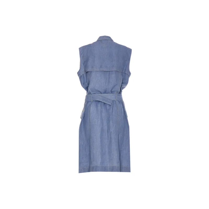 Bottega Veneta SS25 Sleeveless Dress Women's Blue-1