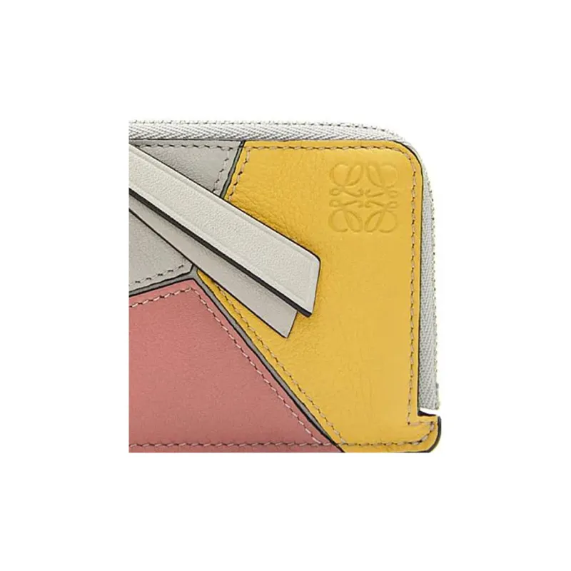 LOEWE Puzzle Cow Leather Wallet, Card Holder Women's Light And Ethereal Gray/Peachy Pink-5