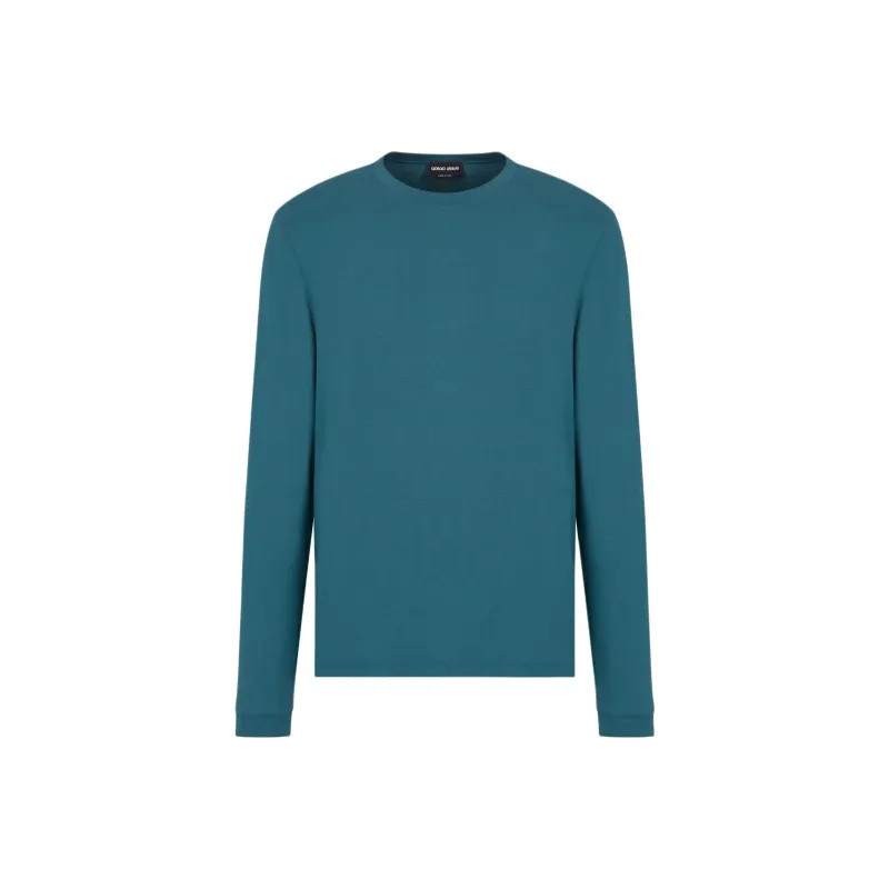 GIORGIO ARMANI Stretch Viscose Jersey Jumper With Crew Neck And Long Sleeves-0