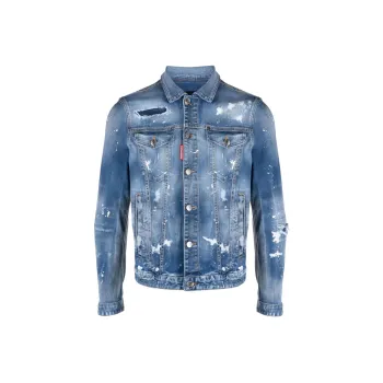DSQUARED 2 Dan Distressed Faded Effect Denim Jacket