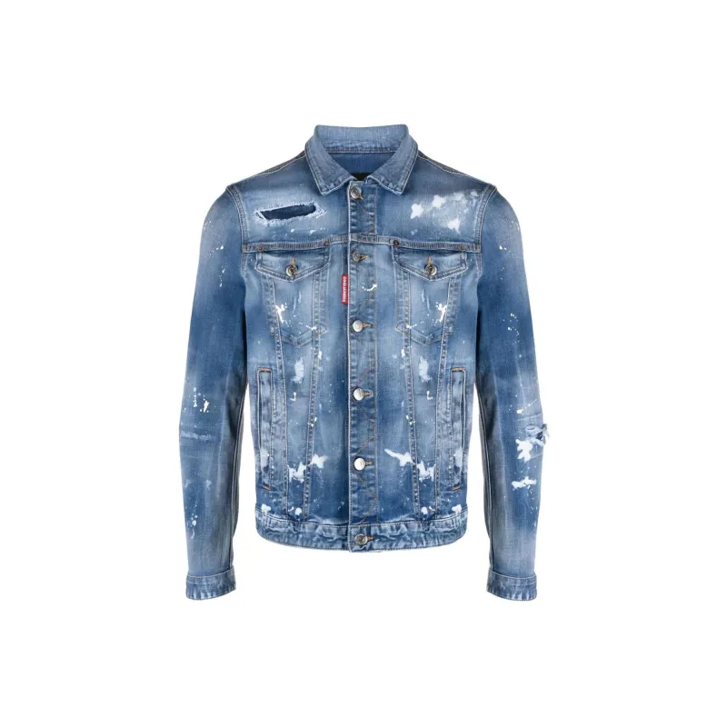 DSQUARED 2 Dan Distressed Faded Effect Denim Jacket-0