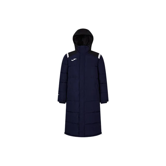 Joma Solid Color Hooded Loose Fit Thickened Long Puffer Jacket Men's Black-10