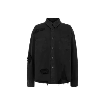 UNDERWATER Loose Fit Shirt Jacket Unisex Dusty Black