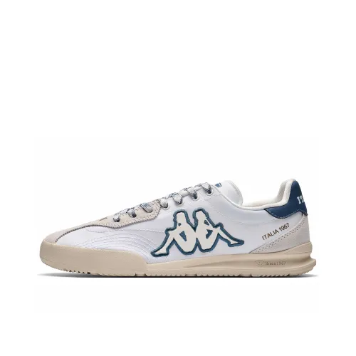 Kappa Back to Back Anti Slip Wear Resistant Low Top Skateboard Shoes Unisex White Blue
