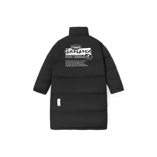 GENANX Letter Stand Collar Without Hood Loose Fit Down Jacket Unisex