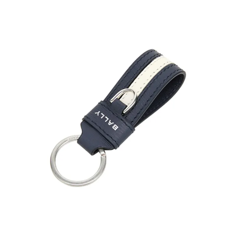 BALLY Cow Leather Keychains Unisex Dark Blue-2