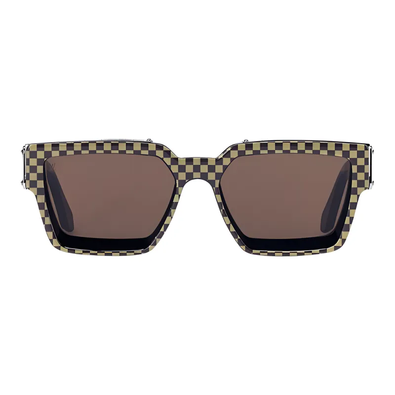 LOUIS VUITTON Acetate Irregular Shape Sunglasses Men's Black/Umber-1