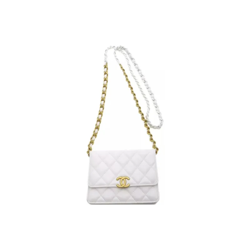 CHANEL Lambskin Flap Bag, Clutch, Crossbody Bag, Shoulder Bag Women's White-1