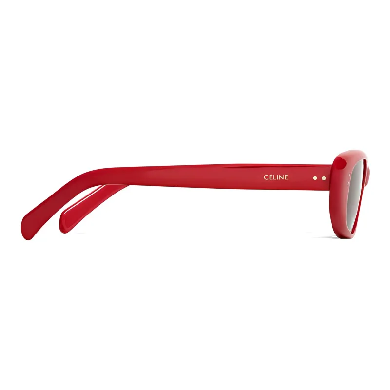 CELINE Acetate Irregular Shape Sunglasses Women's Red-2