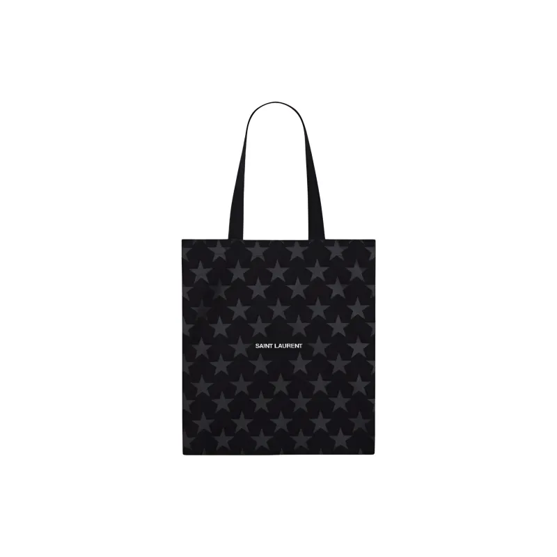SAINT LAURENT Rive Droite Series 100% Cotton Tote Bag, Shopping Bag, Shoulder Bag, Handbag Unisex Black-0