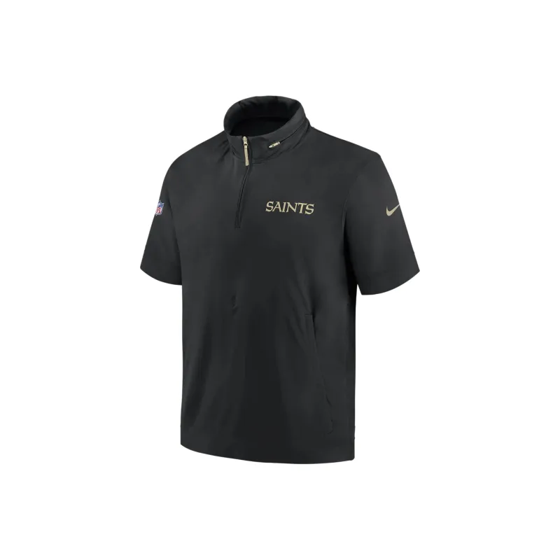 Nike New Orleans Saints Sideline Coach Men's Nike Nfl 1/2 Zip Short Sleeve Hooded Jacket-0