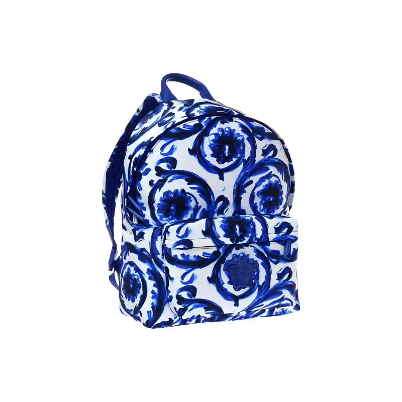 VERSACE Nylon Backpack Men's White Navy Blue-1
