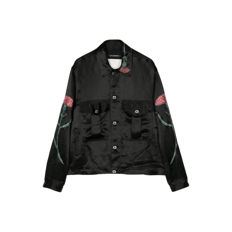 SONG FOR THE MUTE Falling Flowers Satin Military Jacket-0