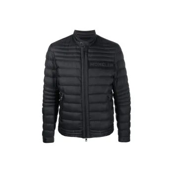 Moncler Solid Color Stand Collar Down Jacket Men's Black