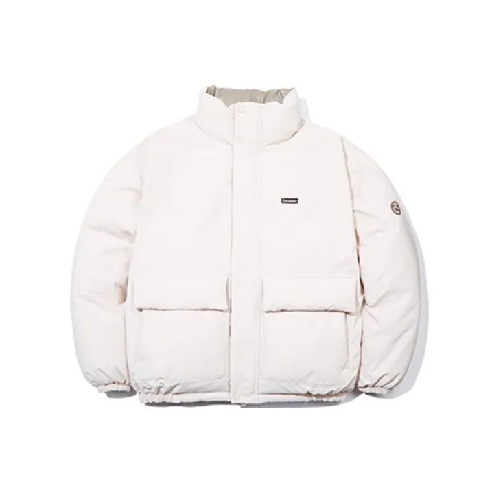 COVERNAT Stand Collar Loose Fit Thickened Regular Edition Down Jacket Unisex Light Beige Yellow-0