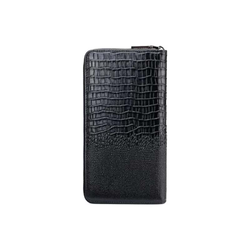 VIHUS Top Grain Cow Leather Clutch Wallet Men's Black-2
