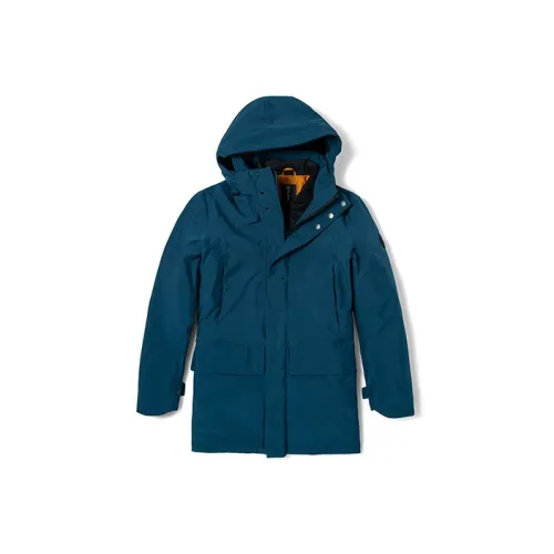 Timberland Solid Color Detachable Hood Puffer Jacket Men's Medium Blue