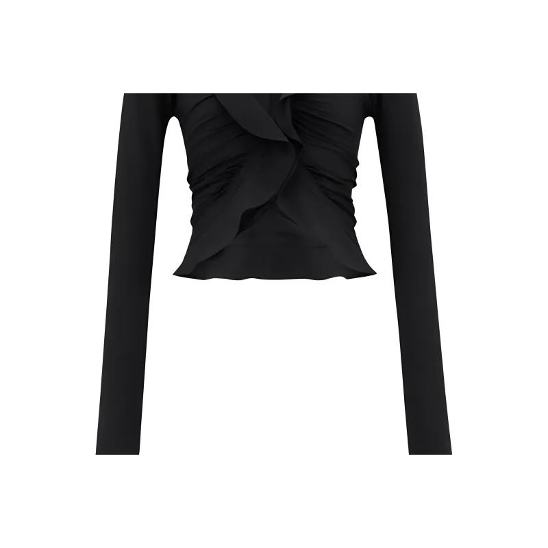 SAINT LAURENT Ruffled Long Sleeved Blouse-2