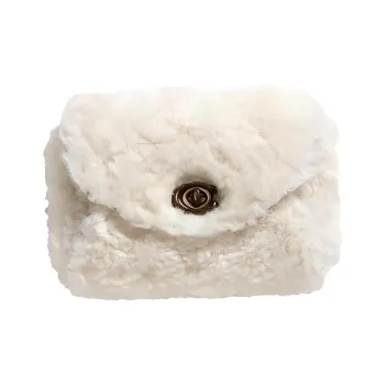 COACH Turnlock Wool Key Pouch Coin Purse Card Holder Women's White