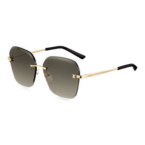 CARTIER Metal Gold-Plated Irregular Shape Sunglasses Women's Gold