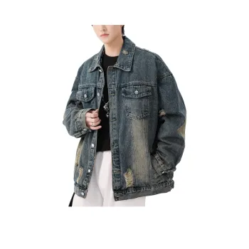 HOKLV Jackets Coats Unisex Vintage Blue
