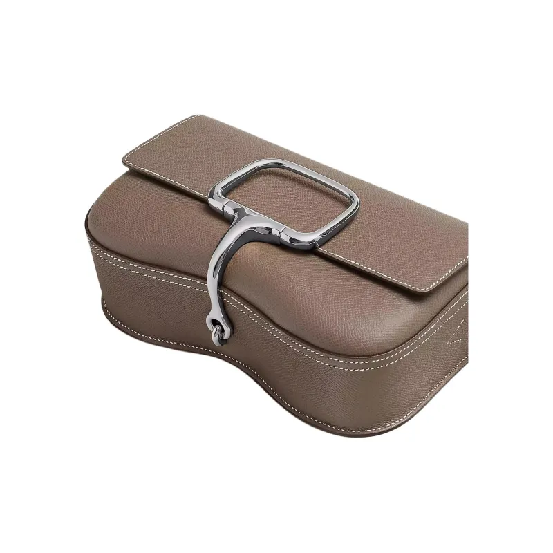HERMES Della Cavalleria Epsom Calfskin Shoulder Bag Women's 18 Etoupe Elephant Gray-3