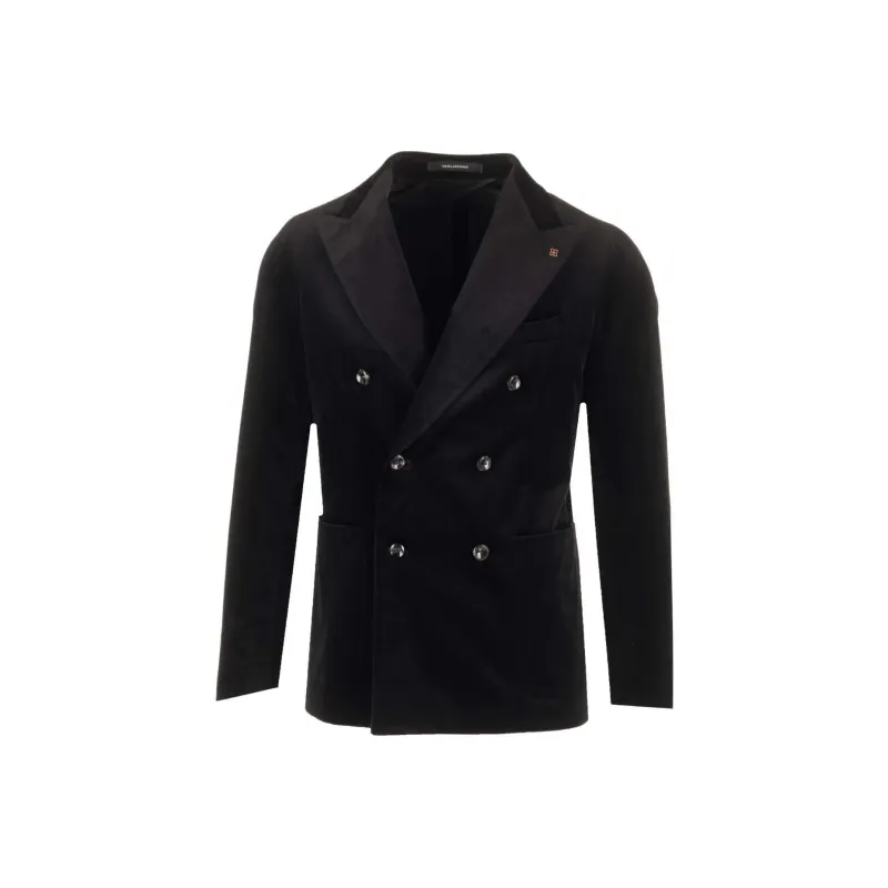 Tagliatore Double Breasted Tailored Velvet Blazer-0