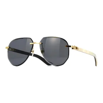 CARTIER Metal Irregular Shape Sunglasses Unisex Gold