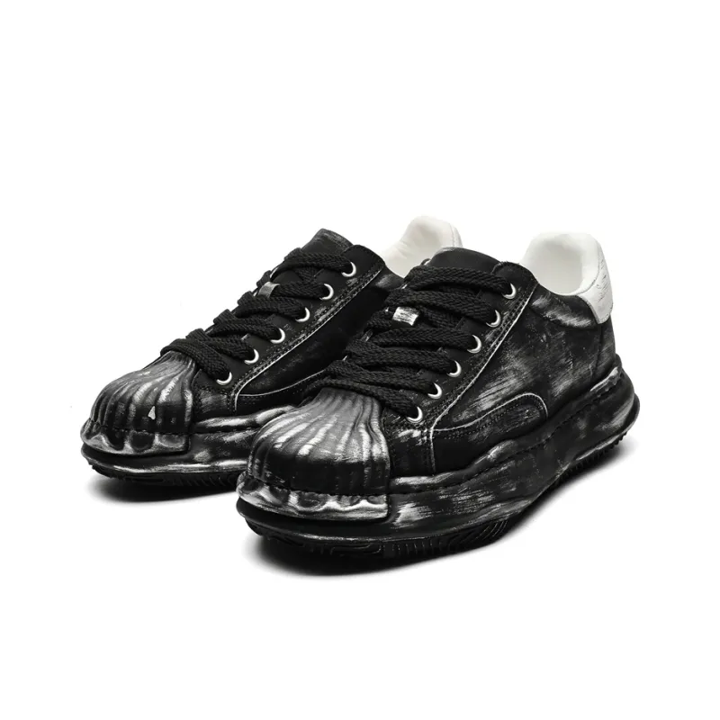 MOMGOG Casual Shoes Men Low Top Black/White-7