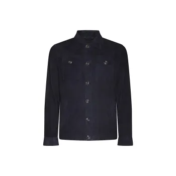 BARBA Buttoned Leather Shirt Jacket