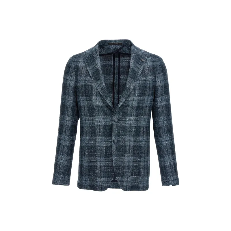 Tagliatore Montecarlo Checked Single Breasted Blazer-0