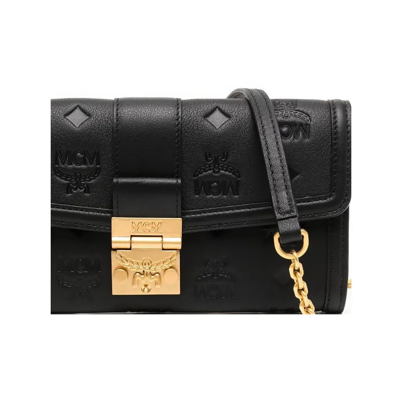 MCM Tracy Visetos Full Grain Nappa Leather Shoulder Bag, Crossbody Bag, Wallet Tubas Women's Black-4