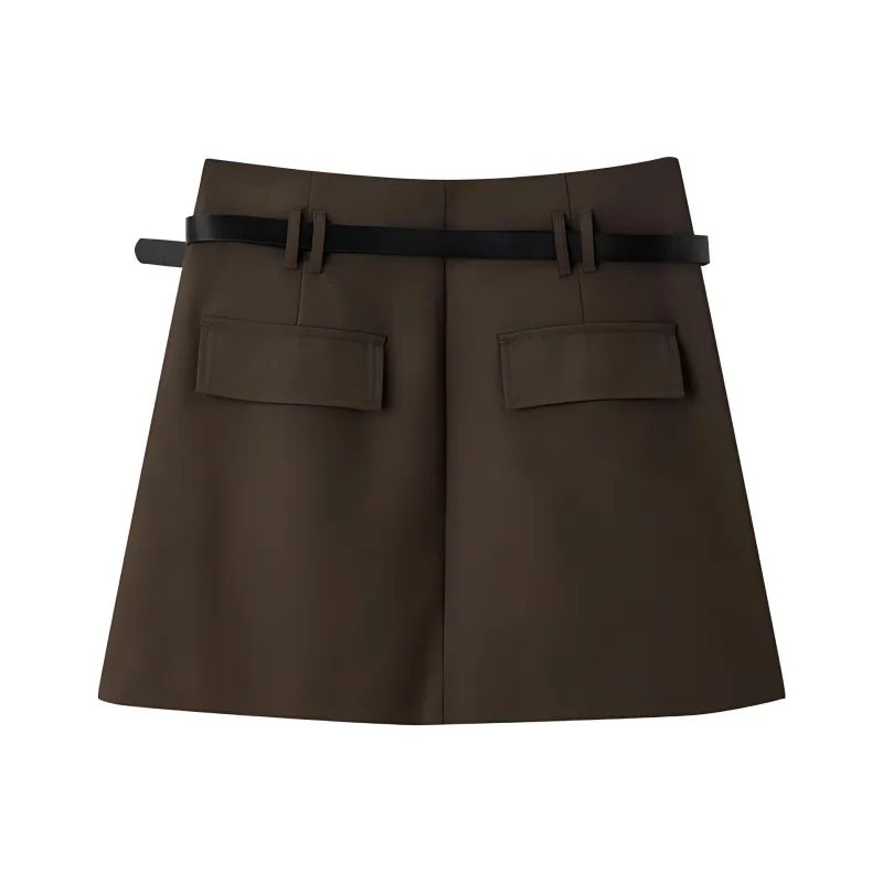 LEDIN Casual Short Skirts Women's Coffee-1