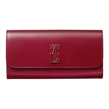 CARTIER Calfskin Wallet, Card Holder Women's Cherry Red