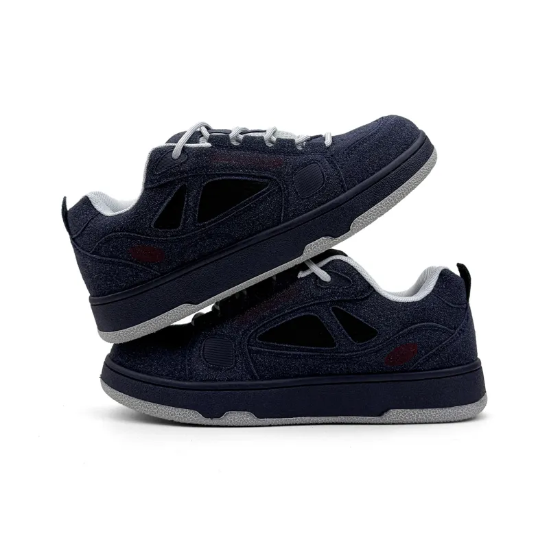 Mengsai Anti Slip Wear Resistant Low Top Skateboard Shoes Unisex Dark Blue Gray-2