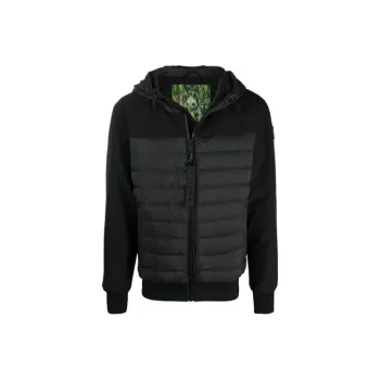Moose Knuckles Solid Color Hooded Down Jacket Men's Black