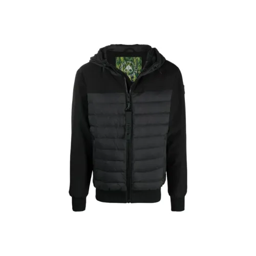 Moose Knuckles Solid Color Hooded Down Jacket Men's Black