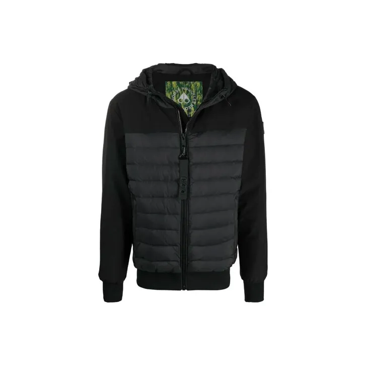 Moose Knuckles Solid Color Hooded Down Jacket Men's Black-0