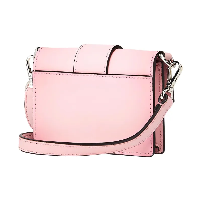 FENDI Leather Baguette Bag Necklace Pouch Handheld Shoulder Bag Mini Men's Pink-1
