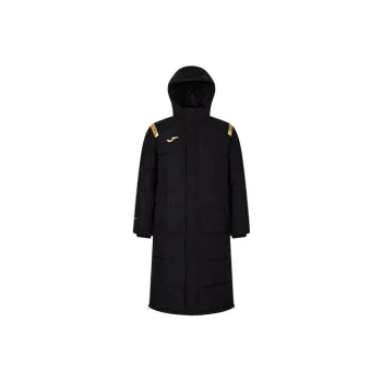 Joma Solid Color Hooded Loose Fit Thickened Long Puffer Jacket Men's Black
