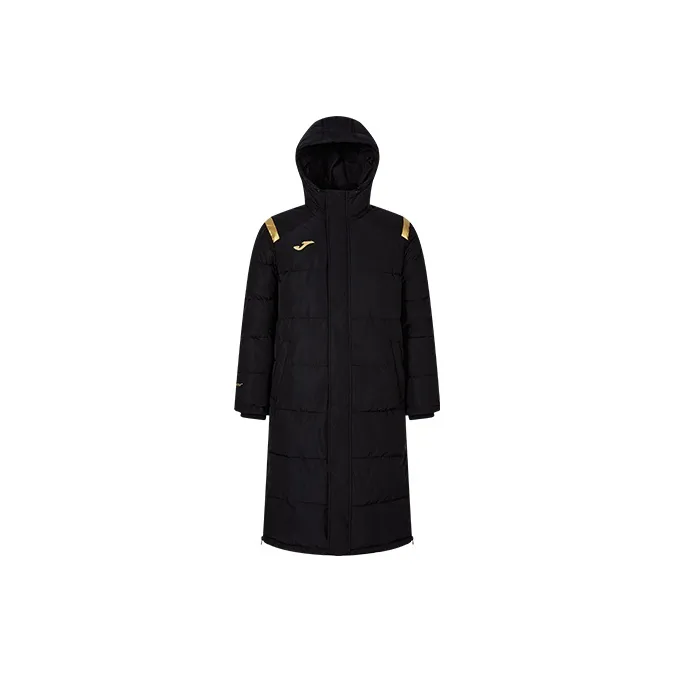 Joma Solid Color Hooded Loose Fit Thickened Long Puffer Jacket Men's Black-0