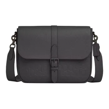 COACH WARNER Calfskin With Leather Shoulder Bag Tubas Men's Charcoal