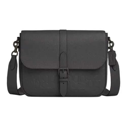 COACH WARNER Calfskin With Leather Shoulder Bag Large Size Men's Charcoal