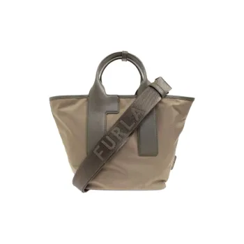 Furla Piuma Nylon With Cow Leather Tote Bag, Shopping Bag, Shoulder Bag, Handbag Women's Khaki