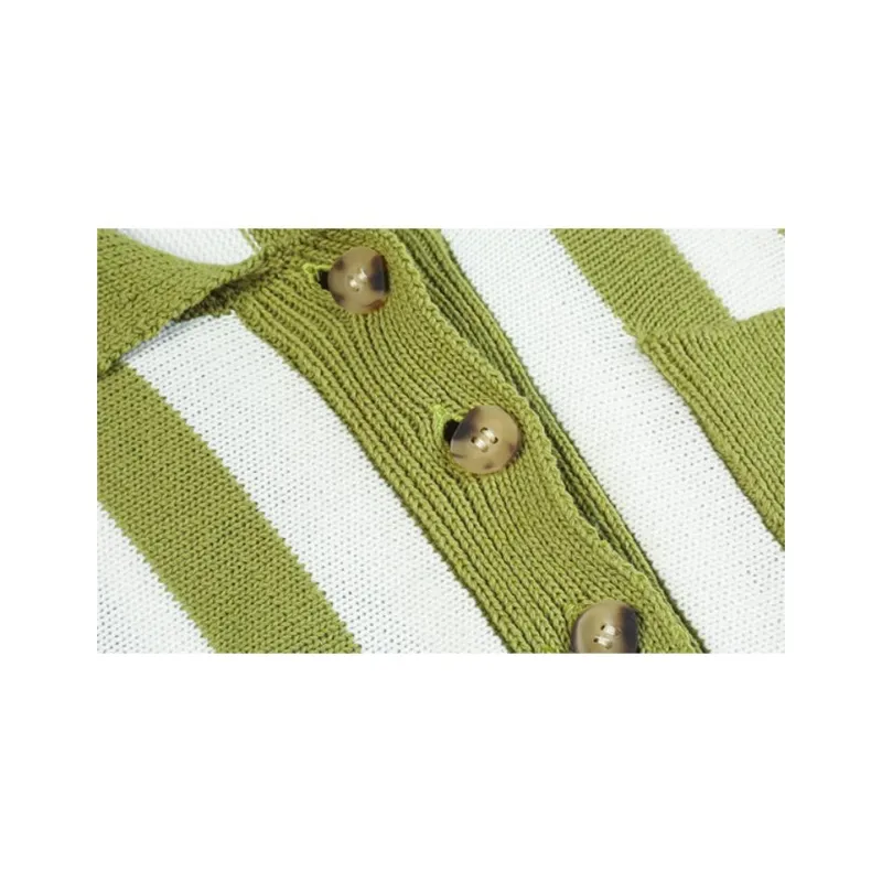 Omont Knitwear Women's Green White Stripes-1